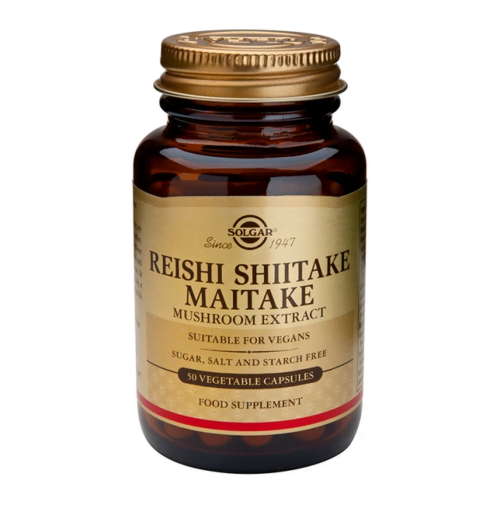 Solgar Reishi Shiitake Συμπλήρωμα Διατροφής Τόνωσης, 50 Φυτικές Κάψουλες
