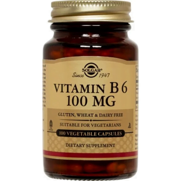 Solgar Vitamin B6 100mg Συμπλήρωμα Βιταμίνης Β6, 100Φυτικές Κάψουλες