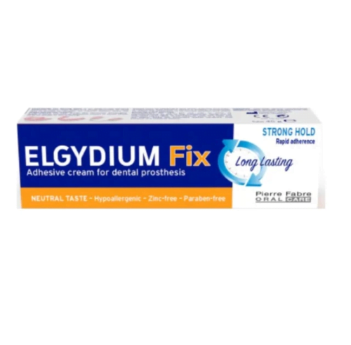 Elgydium Fix Strong Hold Στερεωτική Κρέμα Για Τεχνητές Οδοντοστοιχίες Δυνατή Συγκράτηση, 45gr
