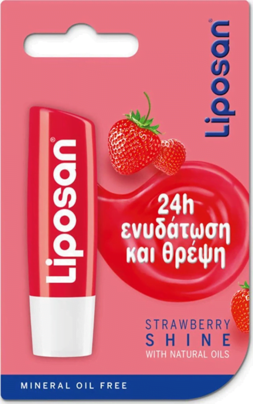 Liposan Strawberry Shine Blister Lip Balm Ενυδατικό Στικ Χειλιών με Χρώμα Φράουλα, 4.8g