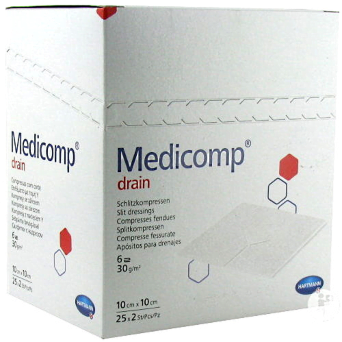 Hartmann Medicomp Drain Αποστειρωμένο επίθεμα με τομή Υ 10 Χ 10cm, 25 x 2 τεμ.