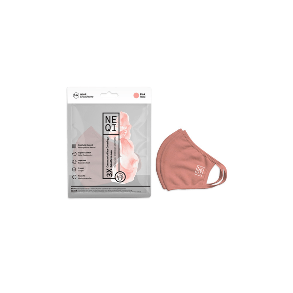 Neqi Face Mask Υφασμάτινες Μάσκες Μέγεθος S-M Ροζ, 3 Τεμάχια