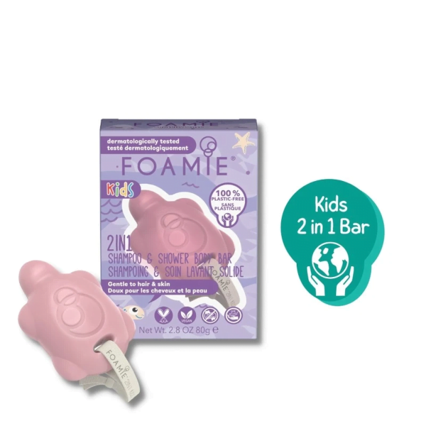 Foamie Kids 2in1 Bar - Turtally Cute Μπάρα Καθαρισμού για Σώμα & Μαλλιά, 80gr