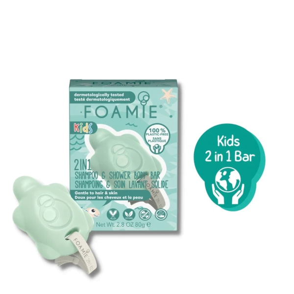 Foamie Kids 2in1 Bar Turtally Cool Μπάρα Καθαρισμού για Σώμα & Μαλλιά, 80gr