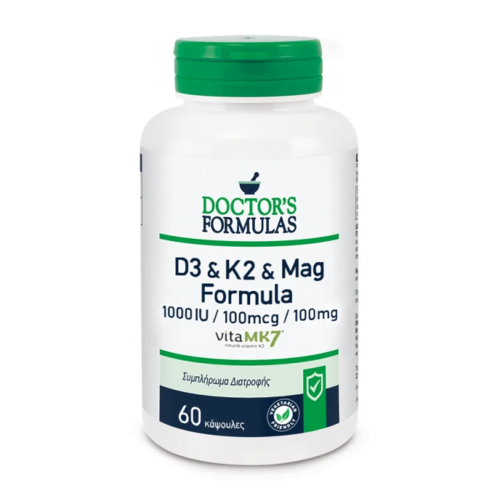 Doctor's Formulas D3 & K2 & Mag Formula Συμπλήρωμα Διατροφής Για το Νευρικό & Μυϊκό Σύστημα, 60 Κάψουλες