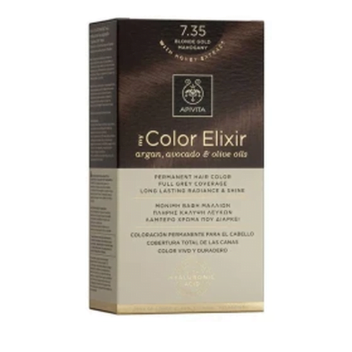 Apivita My Color Elixir Μόνιμη Βαφή Μαλλιών No 7.35 Ξανθό Μελί Μαονί, 1 τεμάχιο