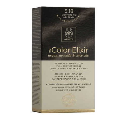 Apivita My Color Elixir Μόνιμη Βαφή Μαλλιών No 5.18 Καστανό Ανοιχτό Σαντρέ Περλέ, 1 τεμάχιο