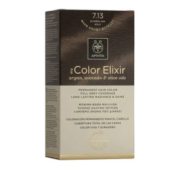 Apivita My Color Elixir Μόνιμη Βαφή Μαλλιών No 7.13 Ξανθό Σαντρέ Μελί, 1 τεμάχιο