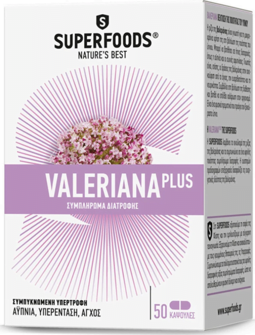 Superfoods Valeriana Plus Συμπλήρωμα Διατροφής κατά του Άγχους, 50 Κάψουλες