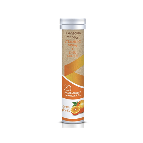 Genecom Terra Vitamin C 1000mg & Zinc Orange, 20Αναβράζοντα Δισκία