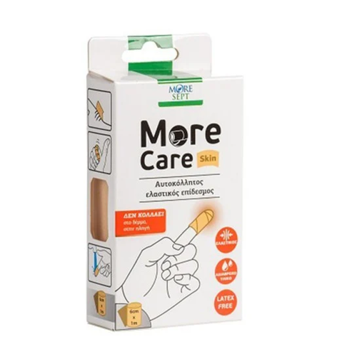 More-Sept More-Care-Skin Αυτοκόλλητος Ελαστικός Επίδεσμος 6cmx1m, 1 Τεμάχιο