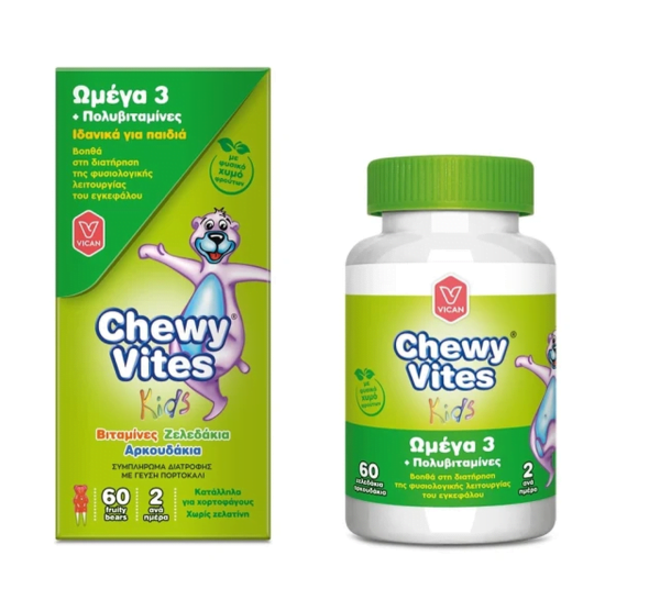 Chewy Vites Kids Omega 3 & Multivitamins Συμπλήρωμα Διατροφής Για Παιδιά, 60 Μασώμενα Ζελεδάκια