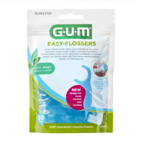 Gum Easy Flossers Fluoride & Vitamin E (890), 50Τεμάχια