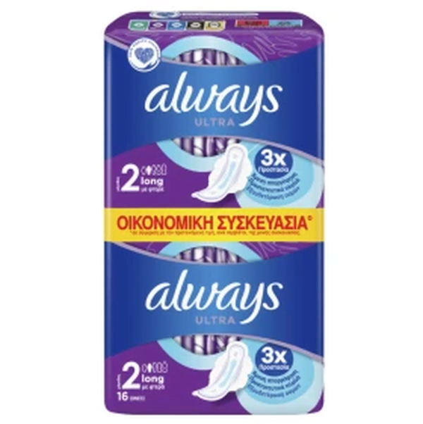 Always Ultra Σερβιέτες (Long Plus Size 2), 16Τεμάχια