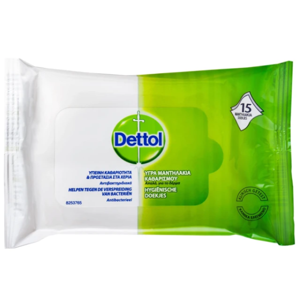 Dettol Αντιβακτηριδιακά Μαντηλάκια Χεριών, 15Τεμάχια