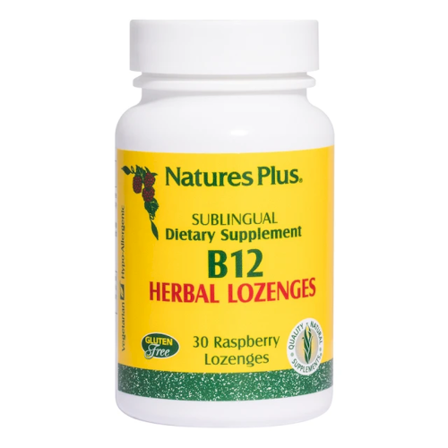 Nature's Plus B12 (Κοβαλαμίνη) 1000mcg Για την Τόνωση του Νευρικού Συστήματος, 30 Παστίλιες