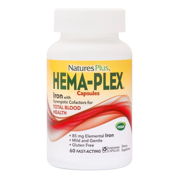 Nature's Plus Ηema Plex Συμπλήρωμα Σιδήρου, 60 Φυτικές Κάψουλες