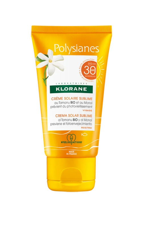 Klorane Polysianes Αντηλιακή Kρέμα Προσώπου με Tamanu & Monoi SPF30, 50ml