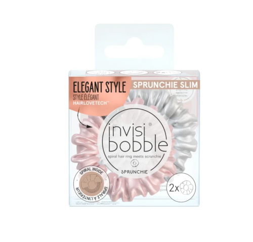 Invisibobble Sprunchie Slim Elegant Style Λαστιχάκι για Μαλλιά Υφασμάτινης Υφής, 2τεμ