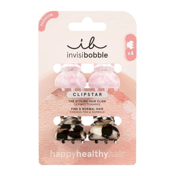 Invisibobble Clipstar Petit Four Λιλά & Μαύρα Κλιπ Μαλλιών, 4 Τεμάχια