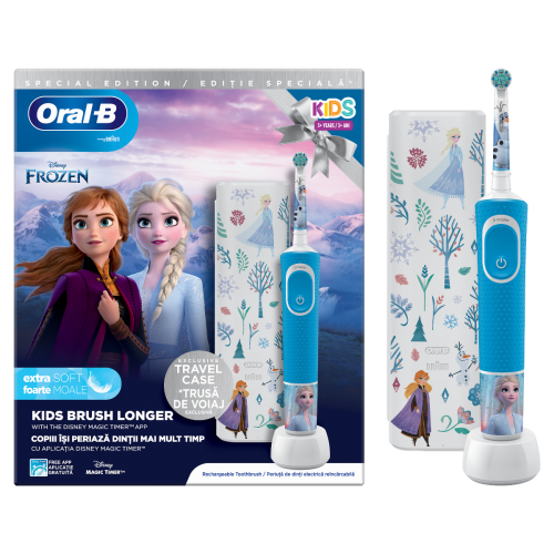 Oral-B Frozen Παιδική Ηλεκτρική Οδοντόβουρτσα με Θήκη Ταξιδίου για Παιδιά 3+ Ετών, 1τεμ