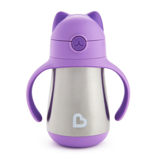 Munchkin Cool Cat Purple Παγούρι - Θερμός Με Καλαμάκι, 237ml