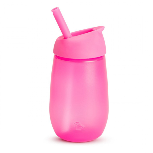 Munchkin Simple Clean Straw Cup Pink Παγούρι Με Καλαμάκι, 296ml