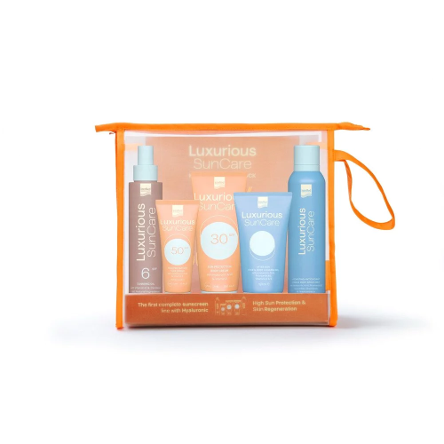 Intermed Luxurious Sun Care High Protection Pack Αντηλιακή Προσώπου SPF50 75ml & Αντηλιακή Σώματος SPF30 200ml & Λάδι Μαυρίσματος 200ml & After Sun Δροσιστικό Gel 150ml & Αντιοξειδωτικό Σπρέι