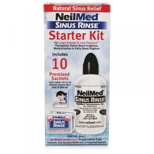 NeilMed Sinus Rinse Starter Kit Σύστημα Θεραπευτικής Ανακούφισης των Ρινικών Παθήσεων, 10 Φακελίσκοι