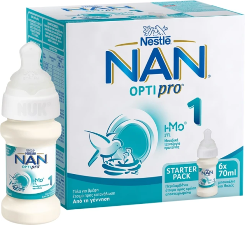 Nestle Nan Optipro 1 Γάλα 1ης Βρεφικής Ηλικίας, 6 x 70ml