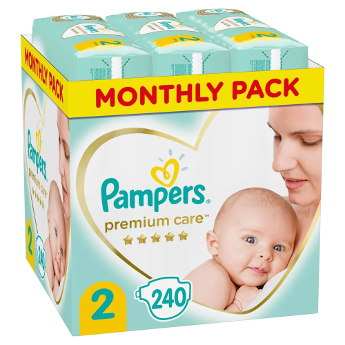 Pampers Premium Care No.2 Monthly Pack Mini (4-8 kg) Βρεφικές Πάνες, 240τεμ