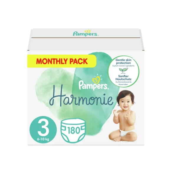 Pampers Monthly Pack Harmonie Πάνες από Βαμβάκι No 3 (6-10kg), 180τεμ