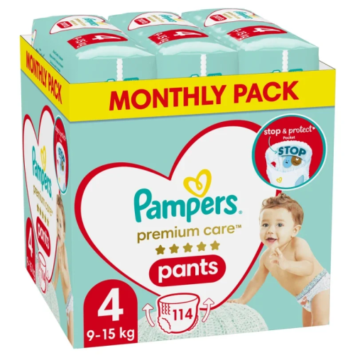Pampers Premium Care Pants No.4 Monthly Pack (9-15kg) Βρεφικές Πάνες, 114τεμ