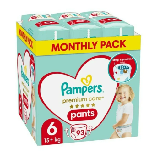 Pampers Premium Care No.6 Monthly Pack (15+kg) Βρεφικές Πάνες Βρακάκι, 93τεμ