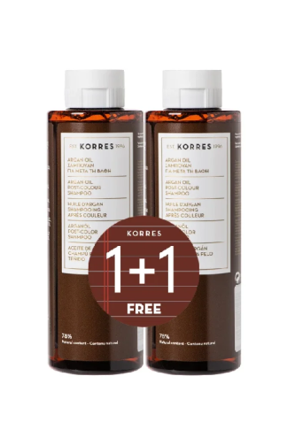 Korres Argan Oil Σαμπουάν Μετά Τη Βαφή 1+1 Δωρο 250 ml