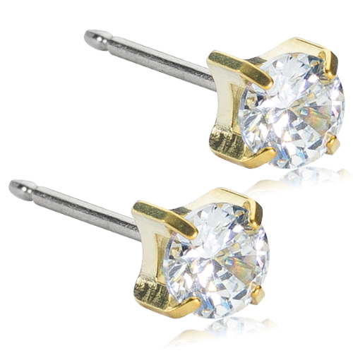 Blomdahl Golden Titanium 5mm Tiffany CZ D/284, 1Ζεύγος