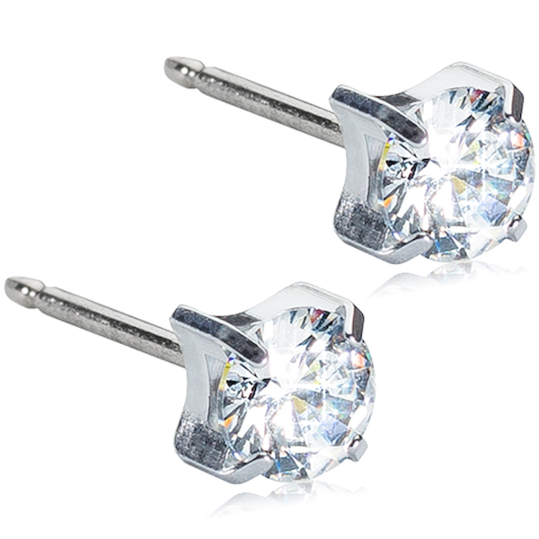 Blomdahl Silver Titanium 5mm Tiffany CZ White D/283, 1Ζεύγος